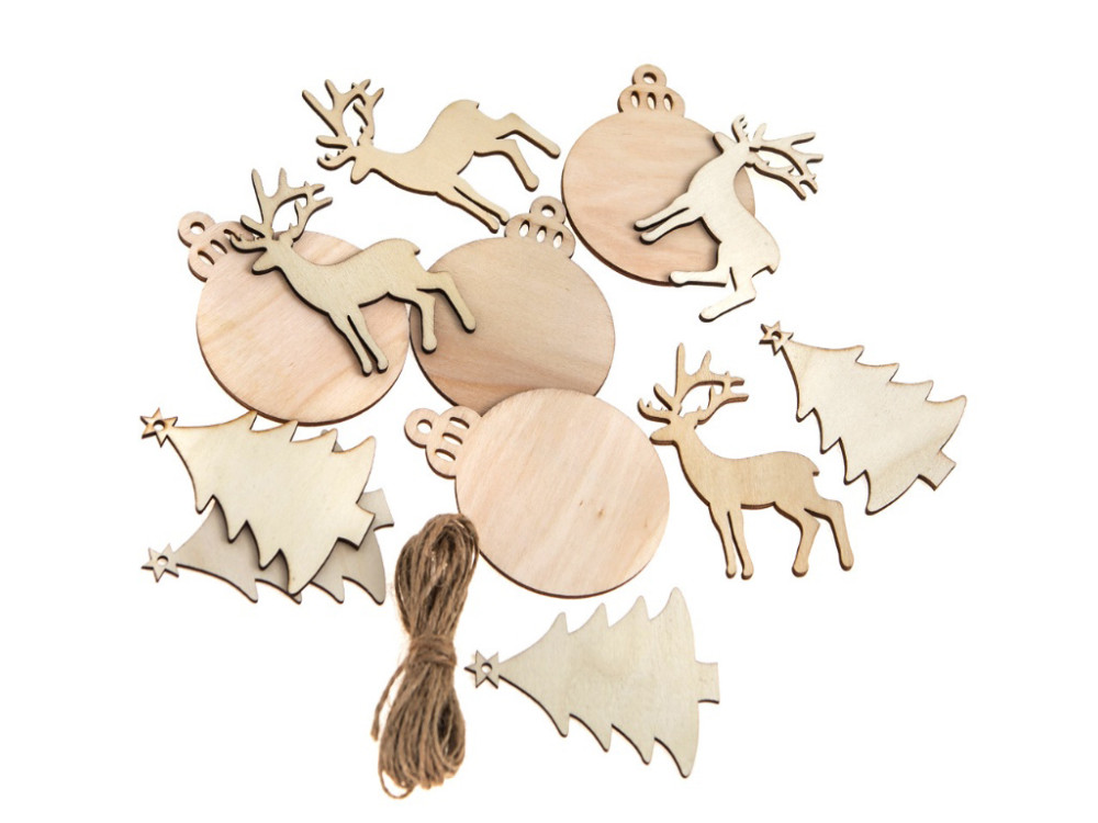 Wooden pendants Christmas motifs - DpCraft - 12 pcs.
