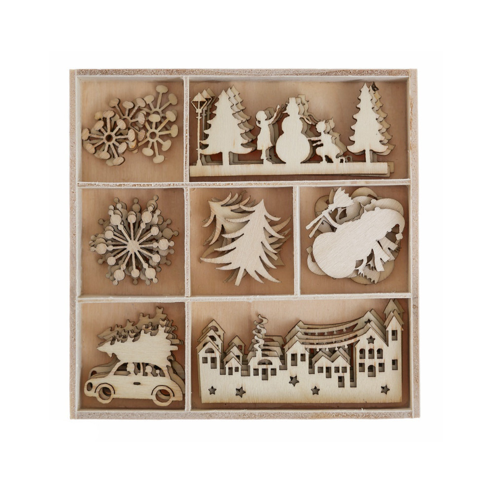 Wooden Shapes Christmas Village - DpCraft - 35 pcs.