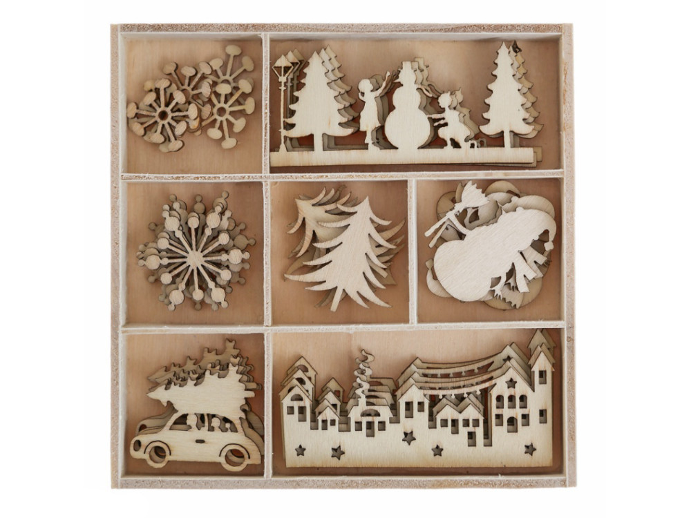 Wooden Shapes Christmas Village - DpCraft - 35 pcs.