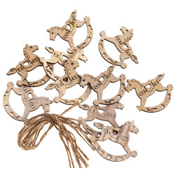 Wooden pendants Rocking Horses - DpCraft - 10 pcs.
