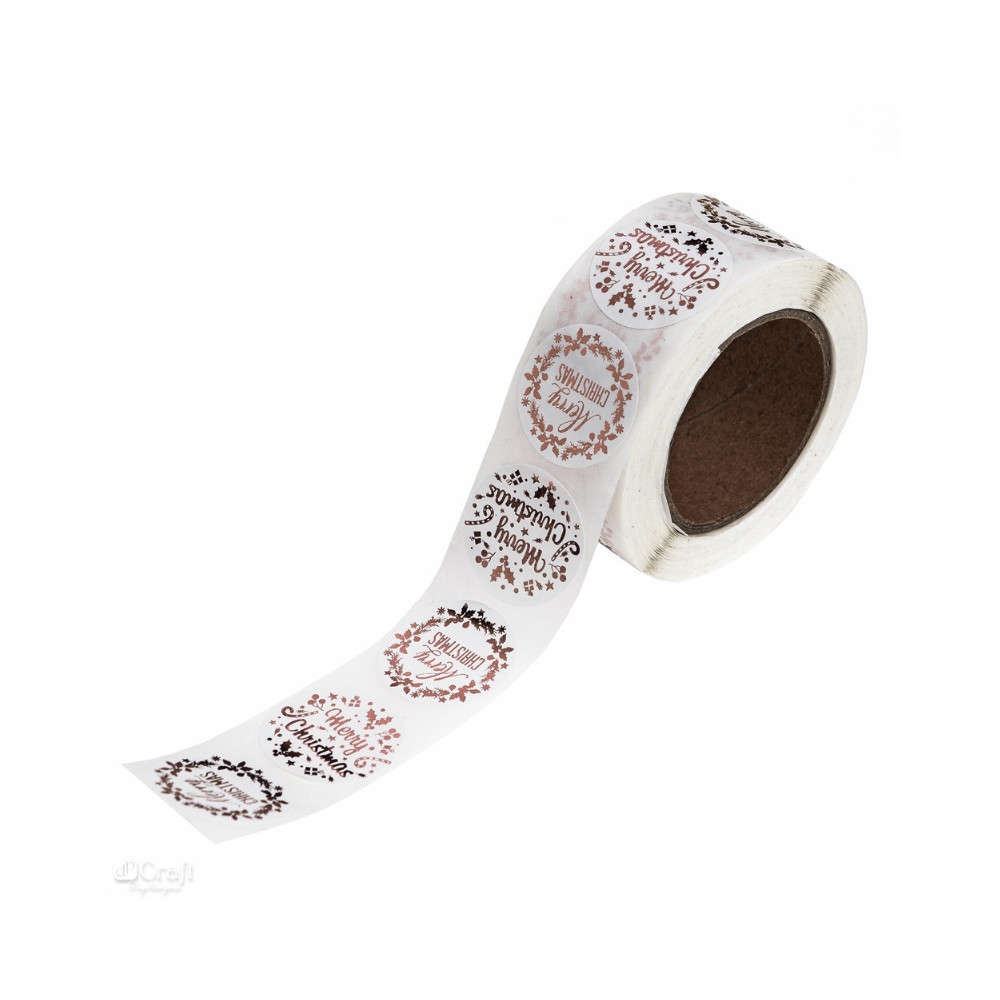 Naklejki na rolce Christmas - DpCraft - Rose Gold 500 szt.