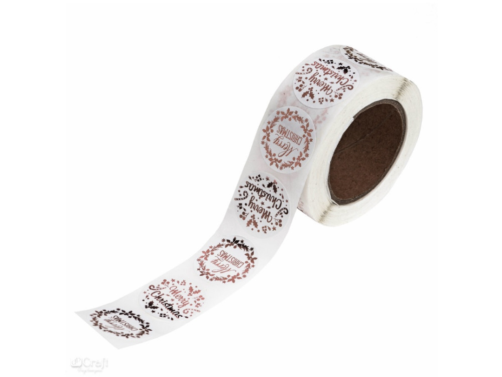 Naklejki na rolce Christmas - DpCraft - Rose Gold 500 szt.