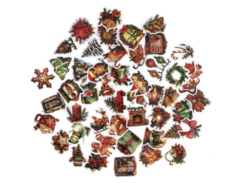 Vinyl Christmas stickers Vintage - DpCraft - 50 pcs.