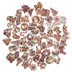 Vinyl Christmas stickers Vintage - DpCraft - pink 64 pcs.