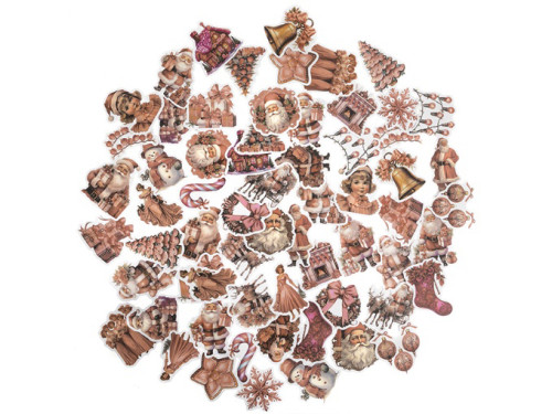 Vinyl Christmas stickers Vintage - DpCraft - pink 64 pcs.