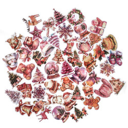 Vinyl Modern Christmas stickers - DpCraft - pink 50 pcs.