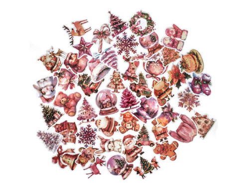 Vinyl Modern Christmas stickers - DpCraft - pink 50 pcs.