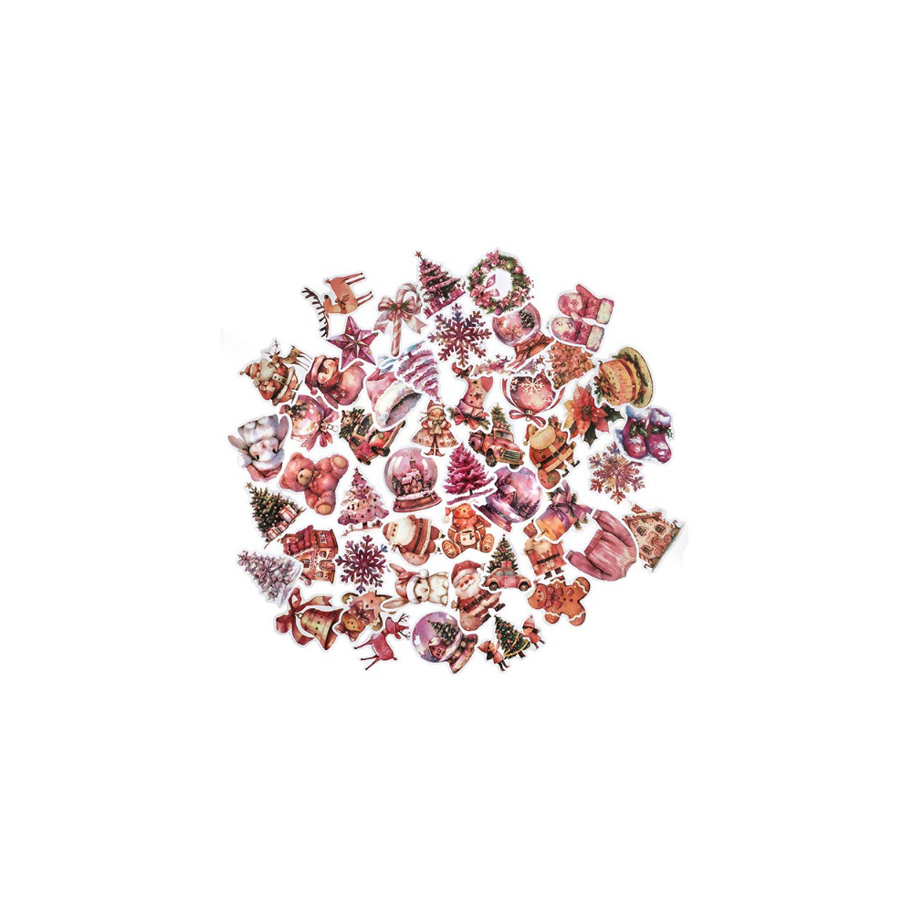 Vinyl Modern Christmas stickers - DpCraft - pink 50 pcs.