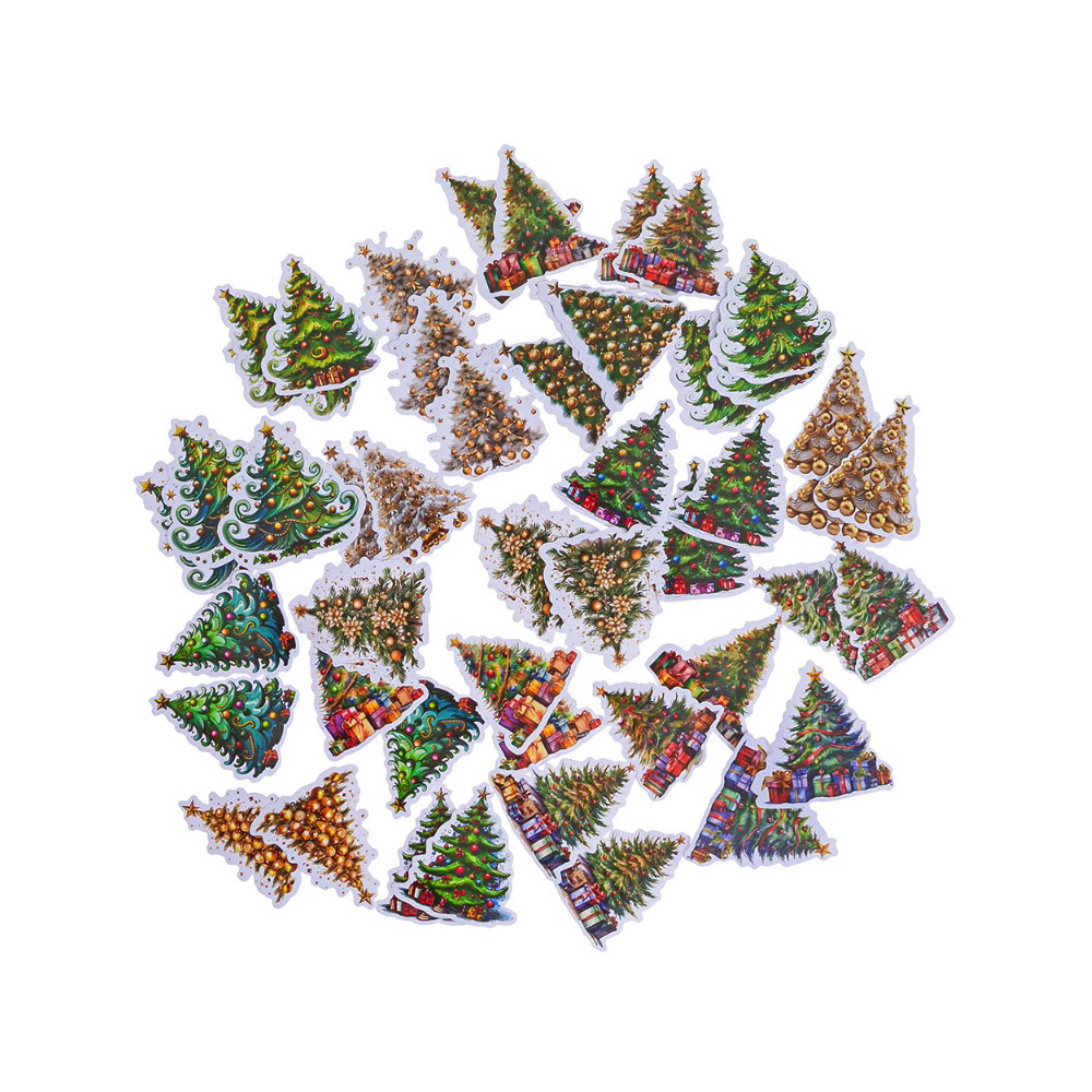 Naklejki świąteczne winylowe Christmas Trees - DpCraft - 46 szt.