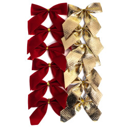 Decorative bows - DpCraft - gold and red 12 pcs.
