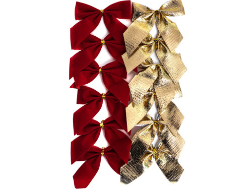 Decorative bows - DpCraft - gold and red 12 pcs.