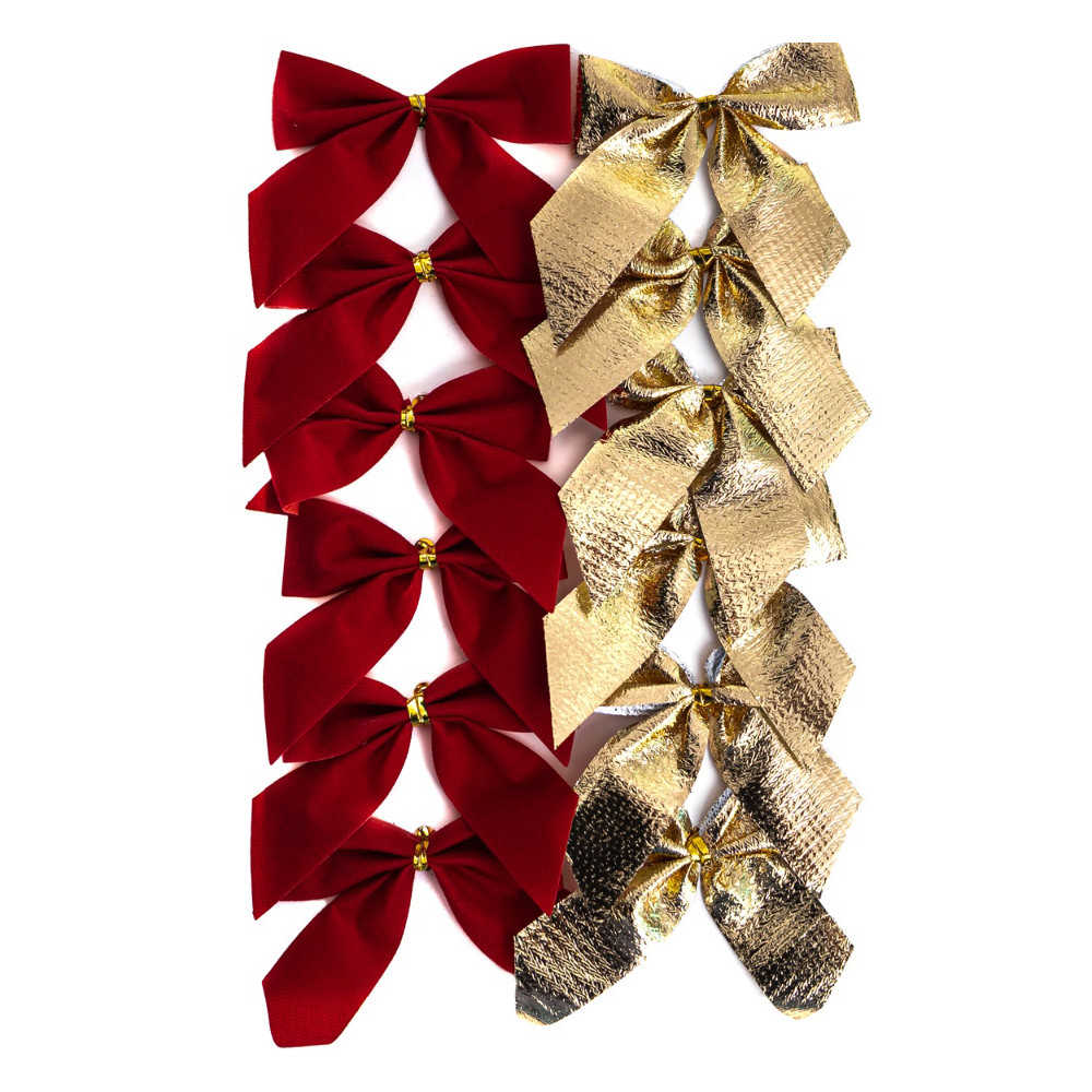 Decorative bows - DpCraft - gold and red 12 pcs.