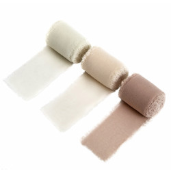 Tasiemki szyfonowe Cream Beige - DpCraft - 4 cm x 5 m 3 szt.
