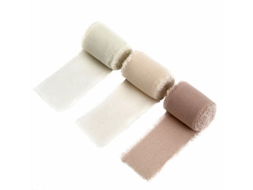 Tasiemki szyfonowe Cream Beige - DpCraft - 4 cm x 5 m 3 szt.