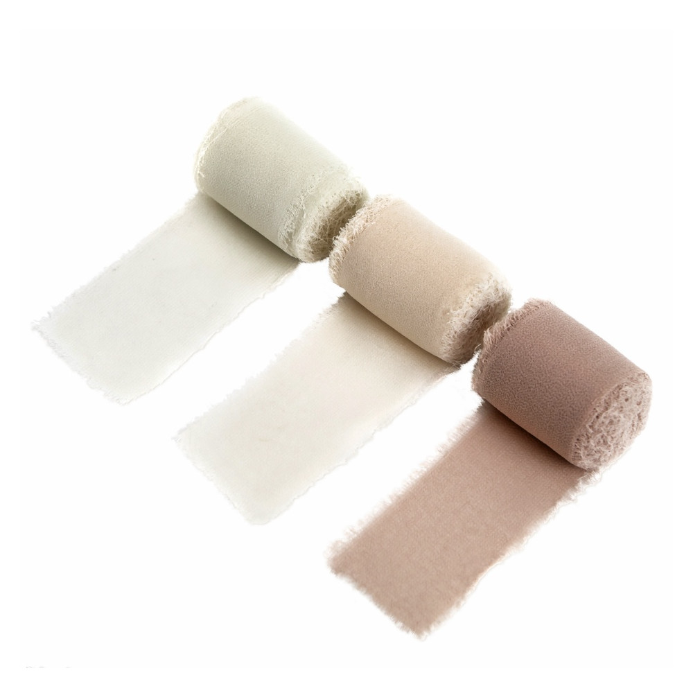 Tasiemki szyfonowe Cream Beige - DpCraft - 4 cm x 5 m 3 szt.