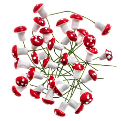 Mushrooms on wires - DpCraft - red 30 pcs.