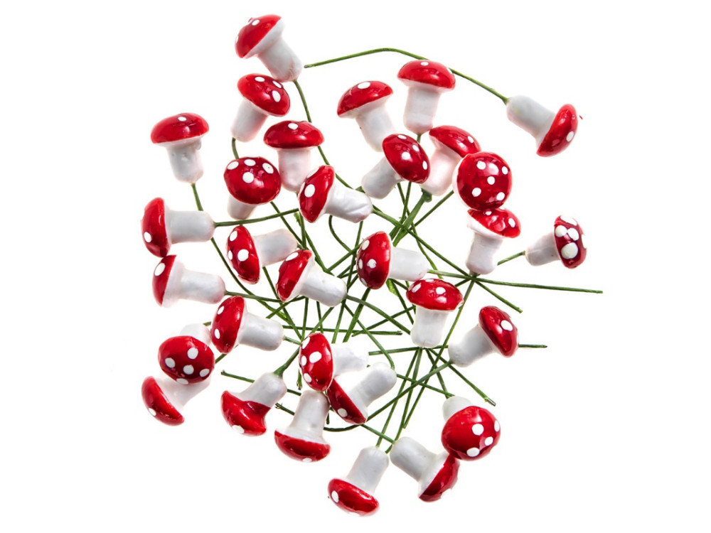 Mushrooms on wires - DpCraft - red 30 pcs.