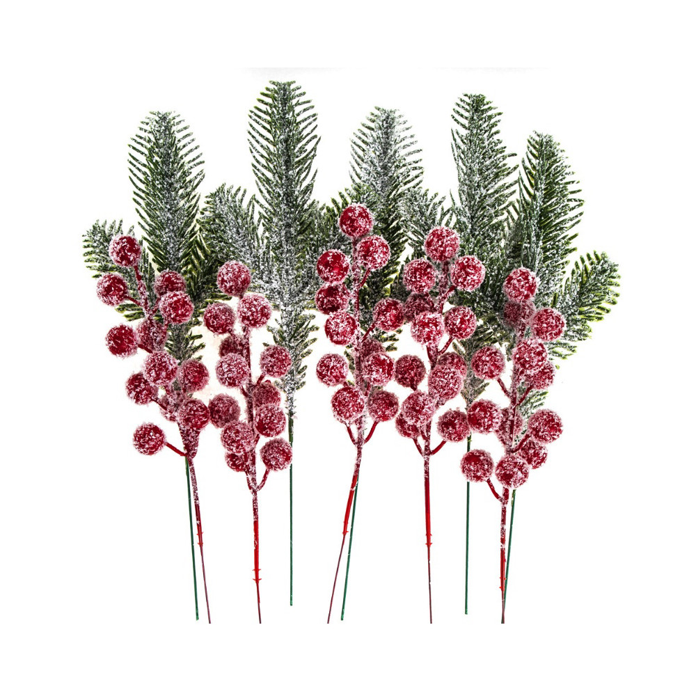 Pine branches with red berries - DpCraft - 26 cm 10 pcs.