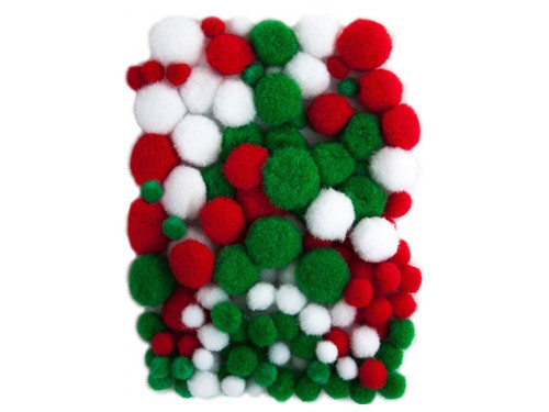 Assorted Poliester Pompoms - DpCraft - colorful, 140 pcs.