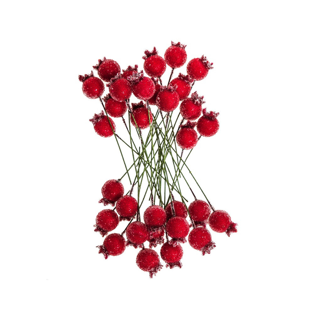 Frosted red berries - DpCraft - 1,5 cm 31 pcs.