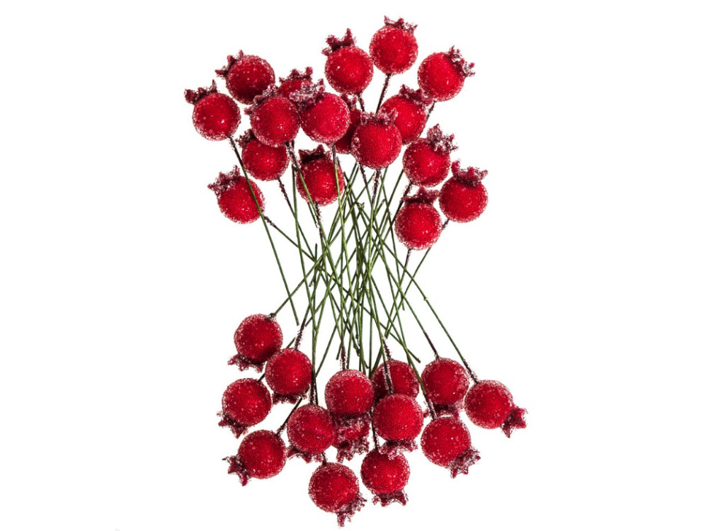 Frosted red berries - DpCraft - 1,5 cm 31 pcs.