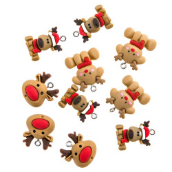 Set of 3D polymer charms Jolly Reindeers - DpCraft - 10 pcs.