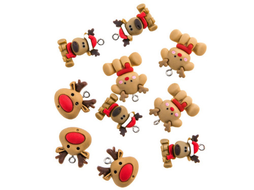 Zawieszki z żywicy Reniferki 3D Jolly Reindeers - DpCraft - 10 szt.