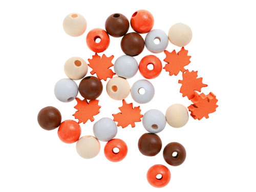 Set of wooden beads Autumn - DpCraft - 16 mm 30 pcs.