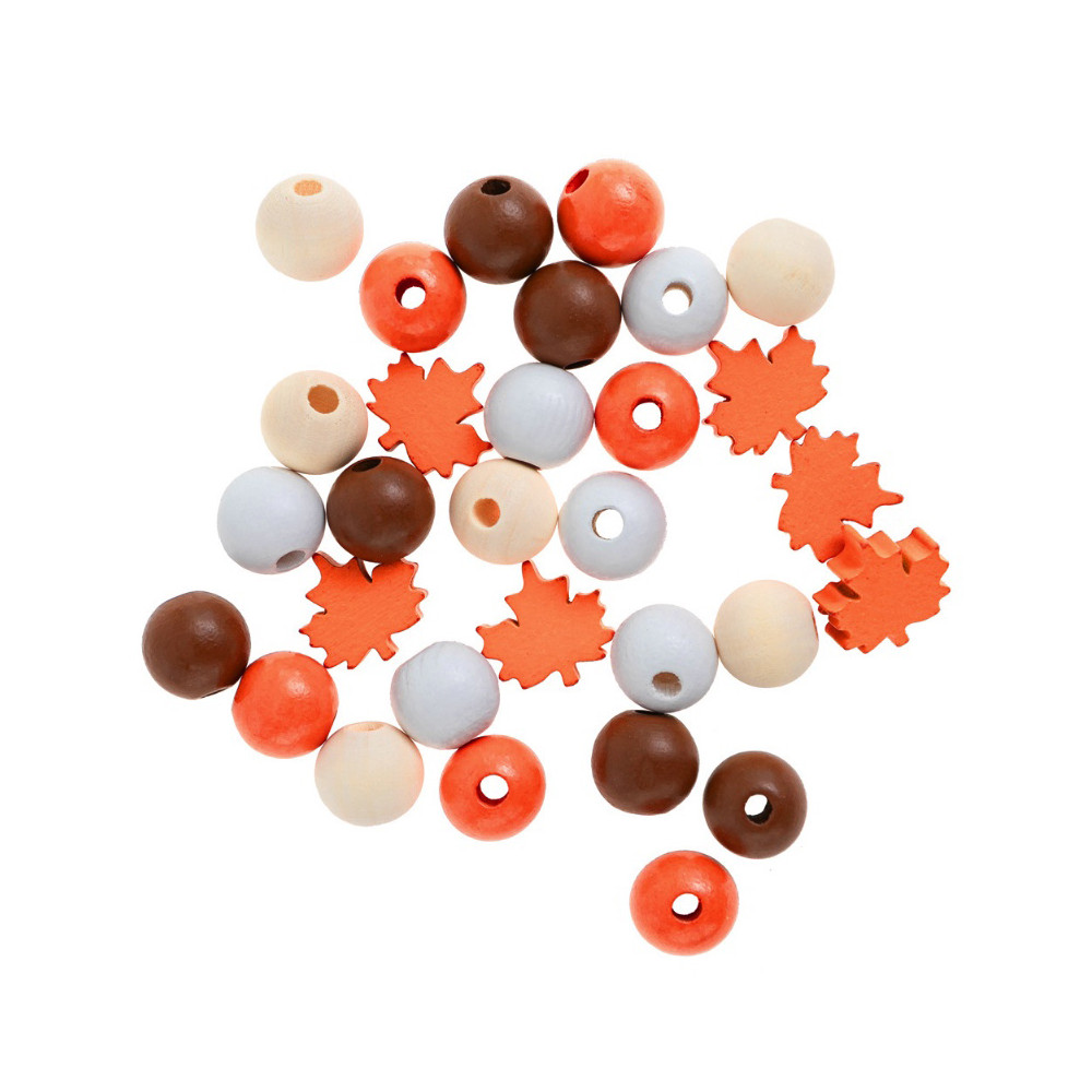 Set of wooden beads Autumn - DpCraft - 16 mm 30 pcs.
