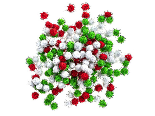Polyester metallic pompoms - DpCraft - 200 pcs.