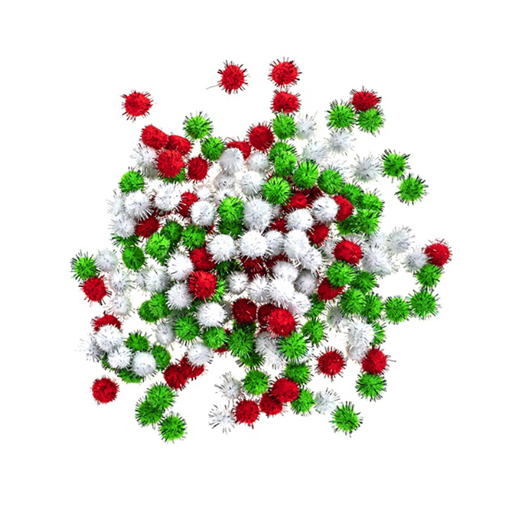 Polyester metallic pompoms - DpCraft - 200 pcs.
