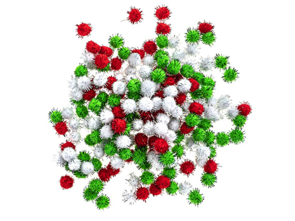 Polyester metallic pompoms - DpCraft - 200 pcs.