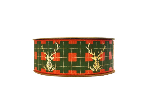 Christmas ribbon Reindeer - red 2,5 cm x 9 m