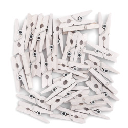 Mini wooden clips - DpCraft - white 2,5 cm 40 pcs.