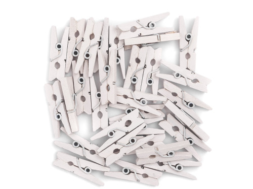 Mini wooden clips - DpCraft - white 2,5 cm 40 pcs.