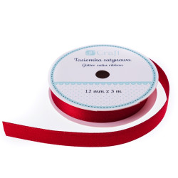 Decorative satin ribbon with glitter - DpCraft - red 12 mm x 3 m