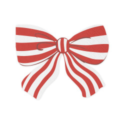 Paper napkins Bows with stripes - white & red 16 x 13 cm 12 pcs.