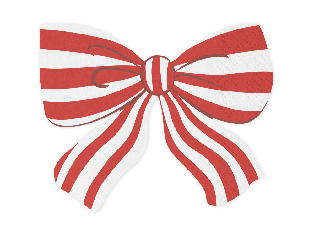 Paper napkins Bows with stripes - white & red 16 x 13 cm 12 pcs.