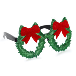 Christmas wreaths glasses - green 15 x 8 cm