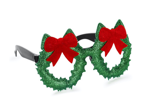 Christmas wreaths glasses - green 15 x 8 cm