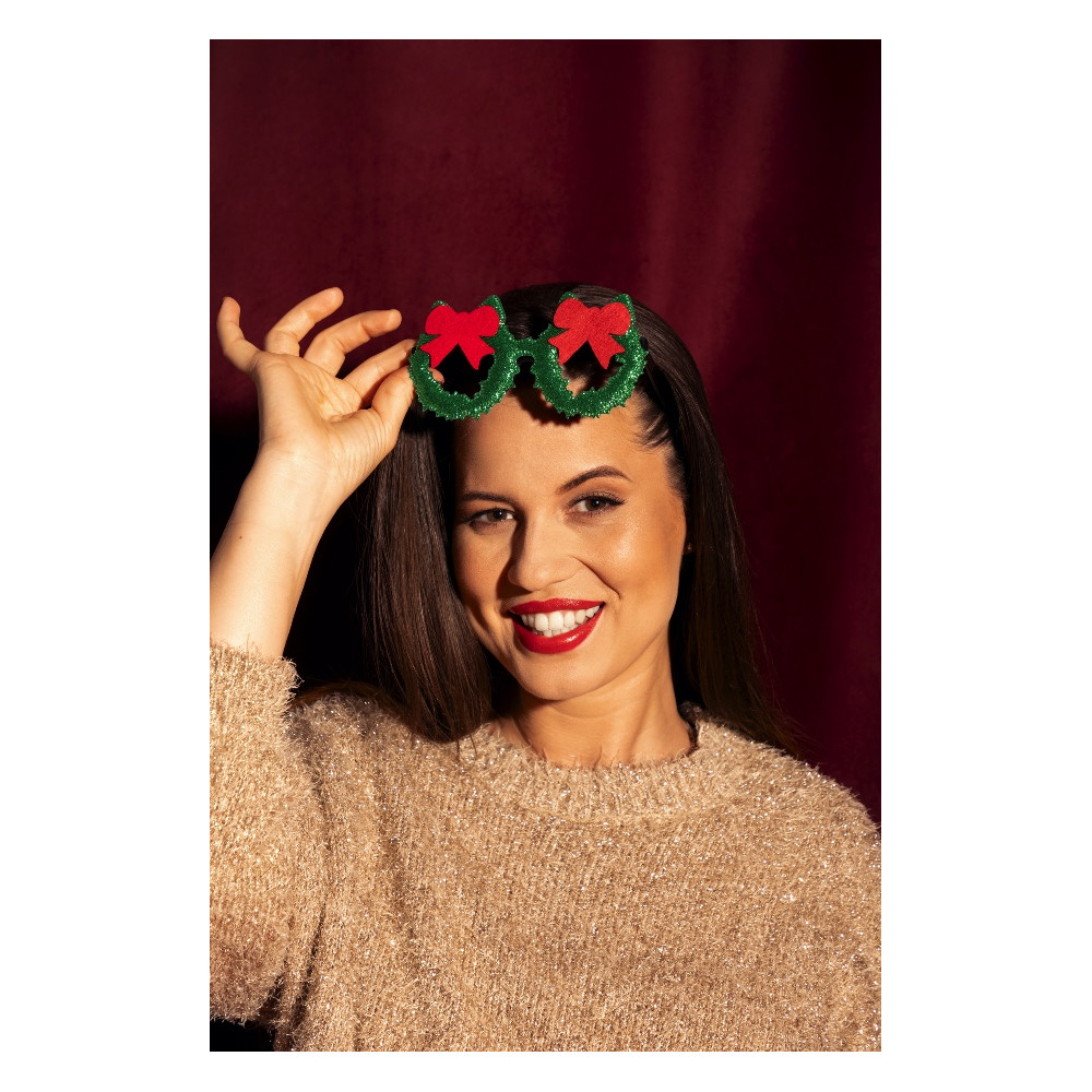 Christmas wreaths glasses - green 15 x 8 cm