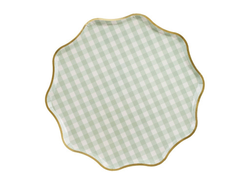 Talerzyki papierowe Kratka - zielone 23 cm 6 szt.