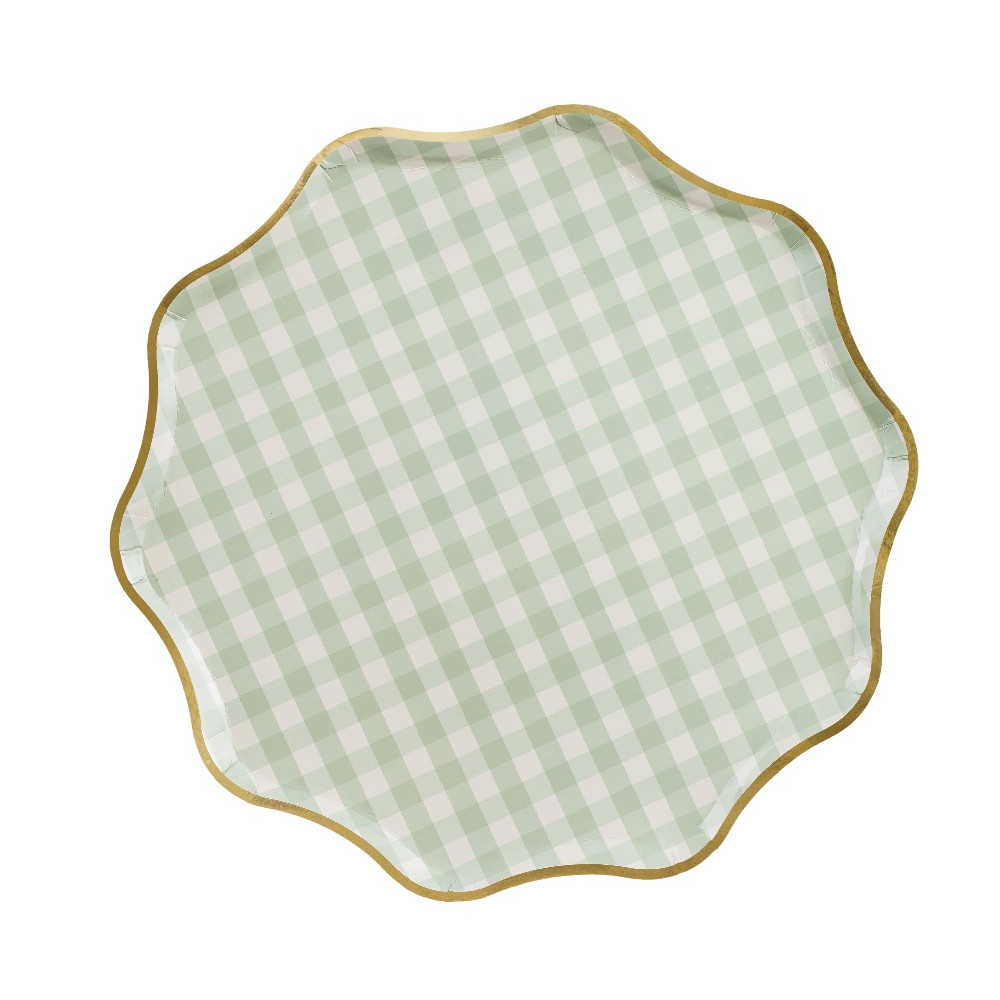 Paper plates Checkered - green 23 cm 6 pcs.