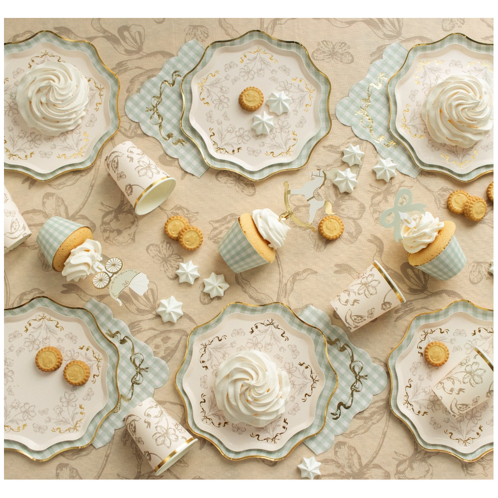 Paper plates Flowers - beige 20 cm 6 pcs.