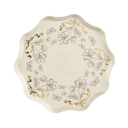 Paper plates Flowers - beige 20 cm 6 pcs.