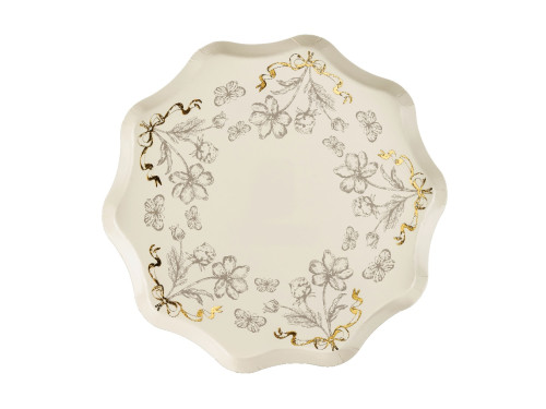 Paper plates Flowers - beige 20 cm 6 pcs.