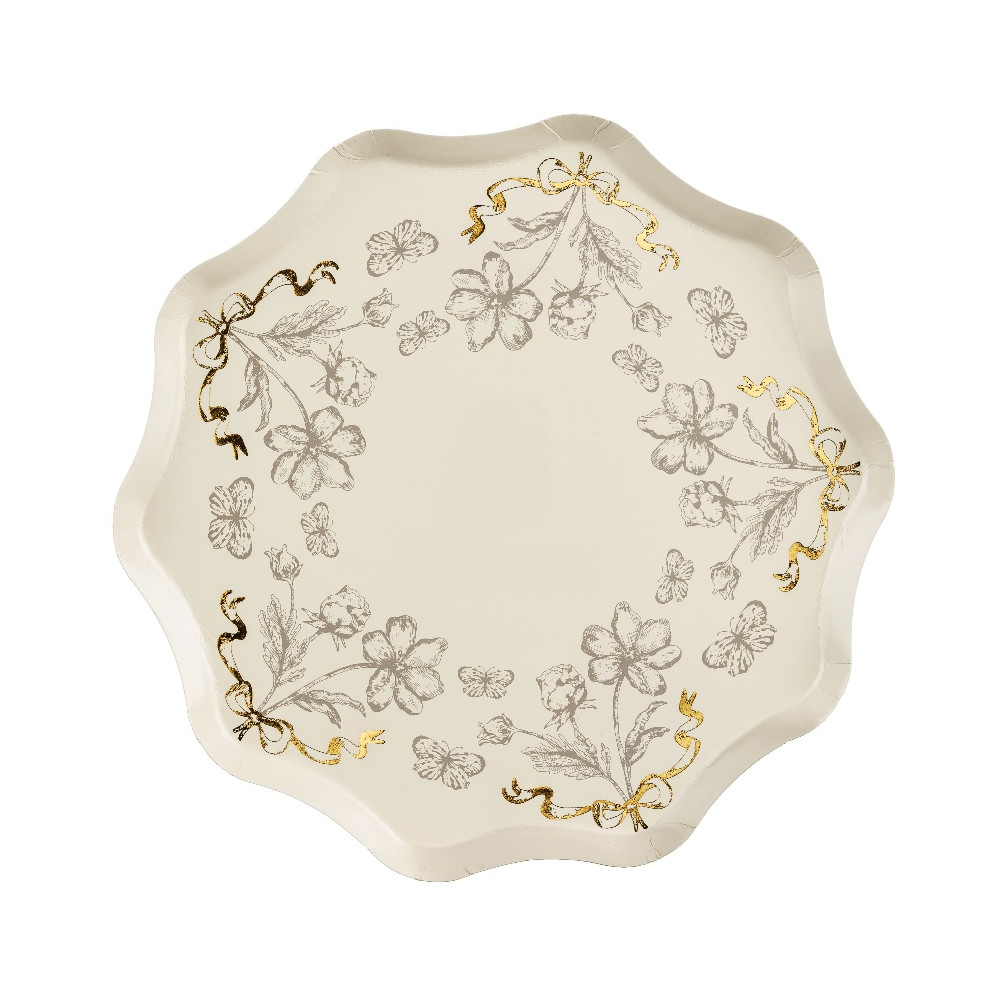 Paper plates Flowers - beige 20 cm 6 pcs.