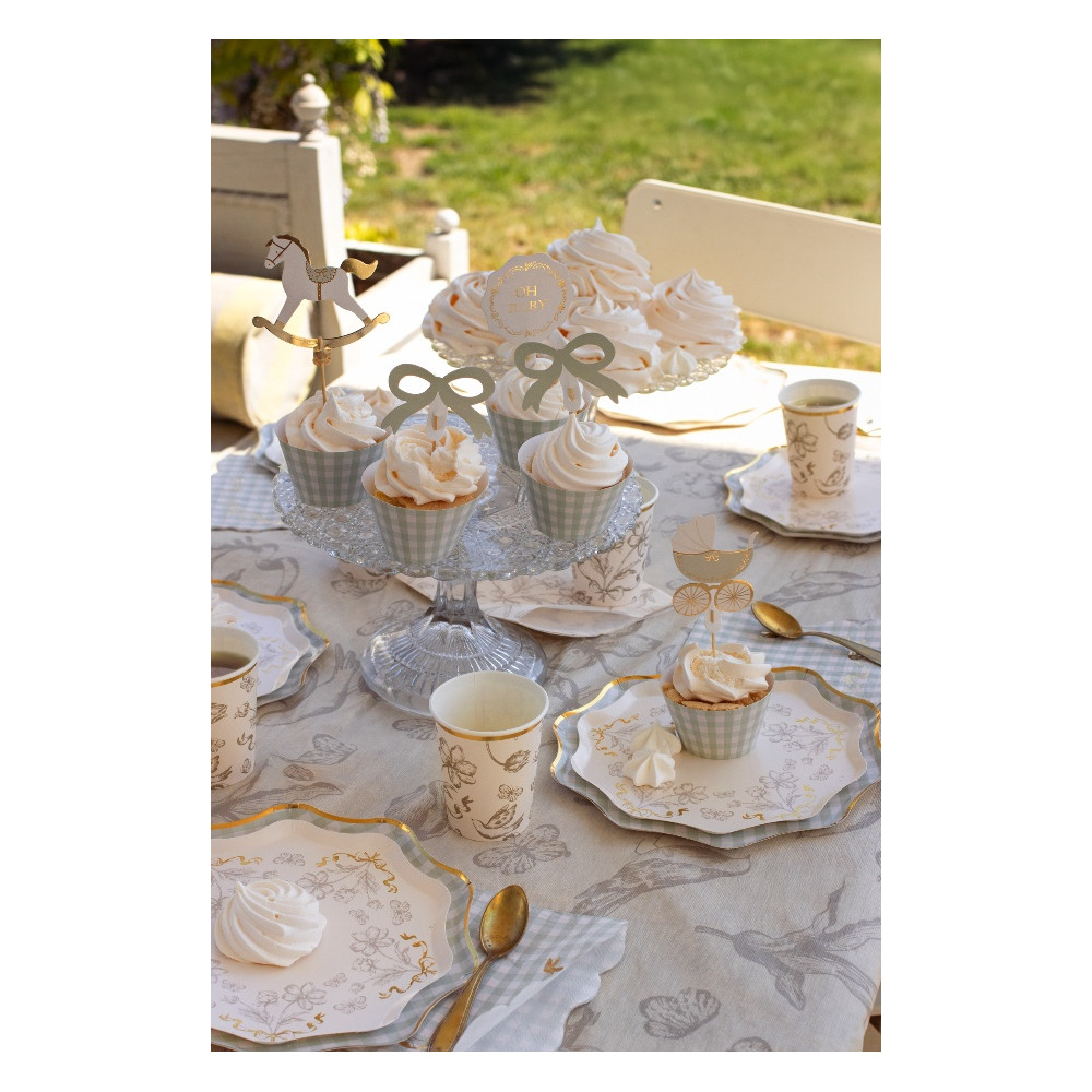 Paper plates Flowers - beige 20 cm 6 pcs.