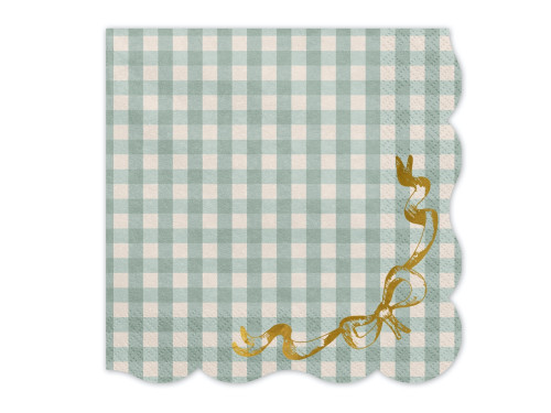 Paper napkins Check with bow - green 12 pcs.