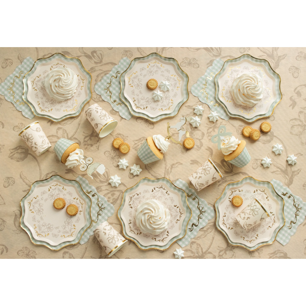 Paper napkins Check with bow - green 12 pcs.